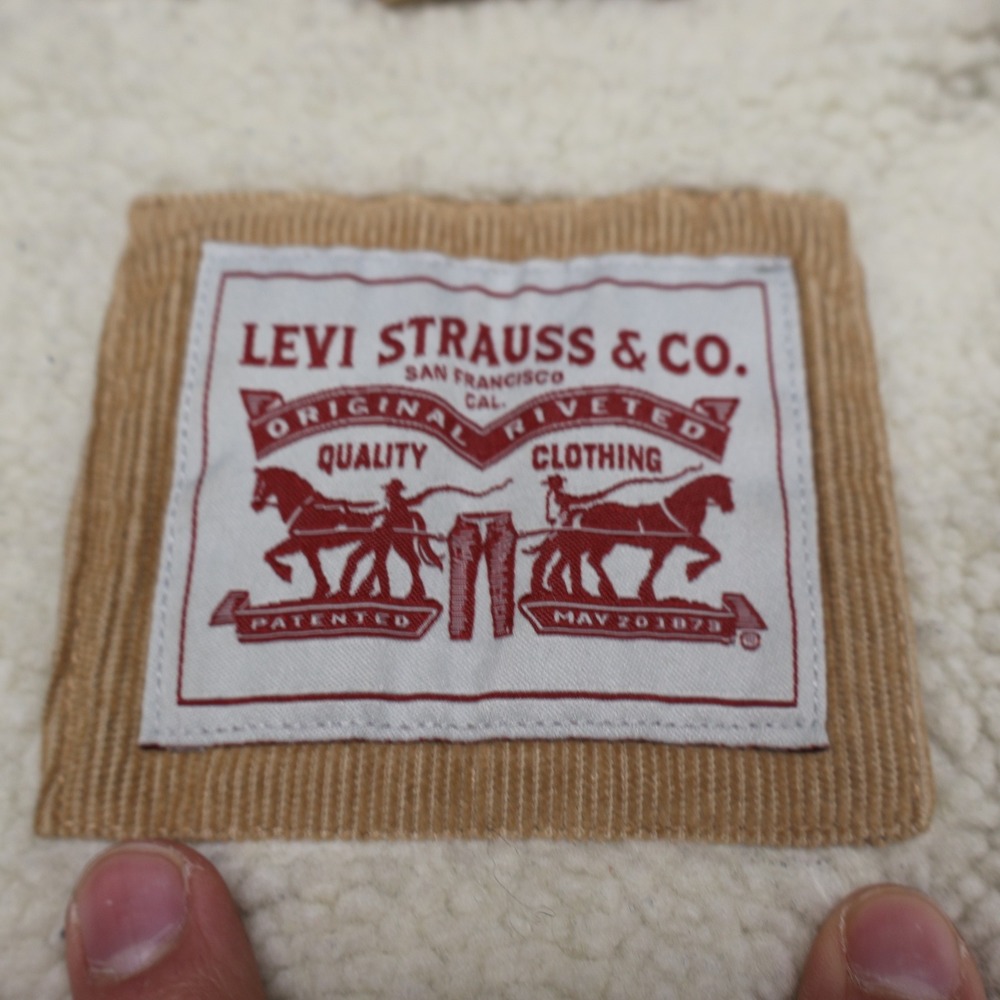 Levi's  Trucker Jacket Mens Medium Beige Corduroy Sherpa Lined Rugged‎ Full Zip - Picture 8 of 16